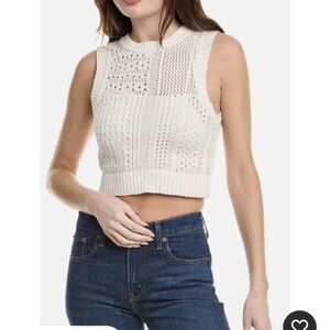 NWT A.L.C. Sawyer Cropped Crochet Top Bone/Cream S $295